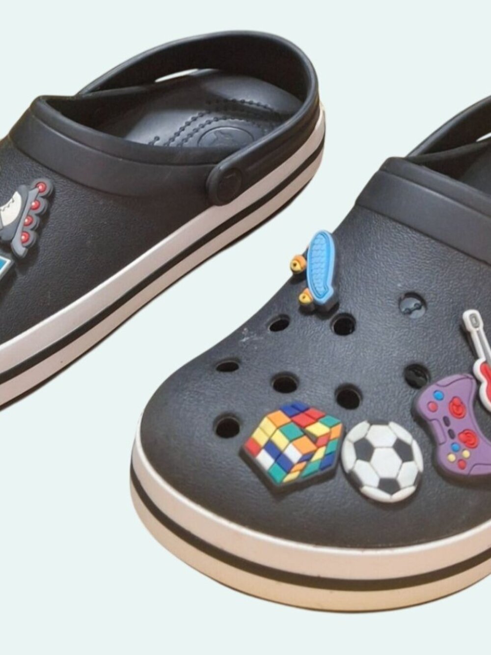 Black Crocs Classic Clog Shoes With Fun Jibbitz Charms Men 6 / Women 8 *SH1